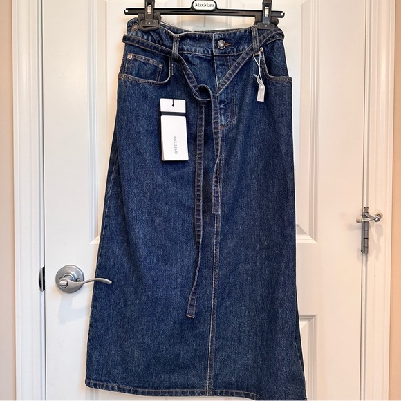 NWT Sportmax Label-cut Denim Maxi Skirt Size: Small US4 Fall/Winter/Spring - Picture 6 of 14